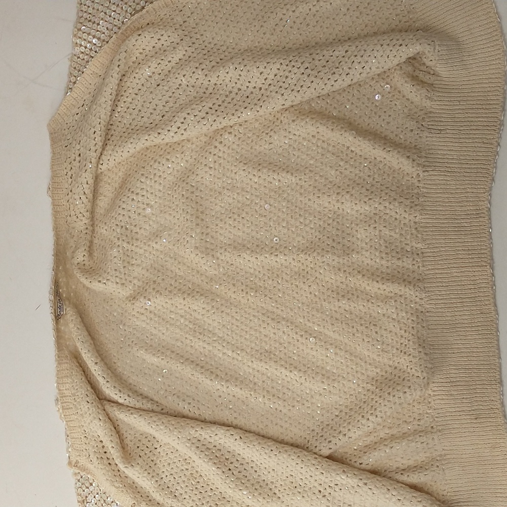 Vintage Sequin Cardigan Sweater 50s or Earlier Made In Italy Cream Iridescent - Picture 12 of 14